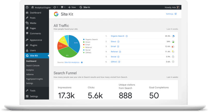 Google Site Kit Dashboard