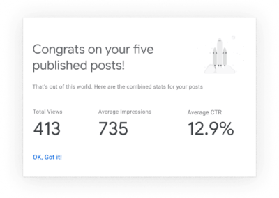 Google Site Kit Publishing Stats