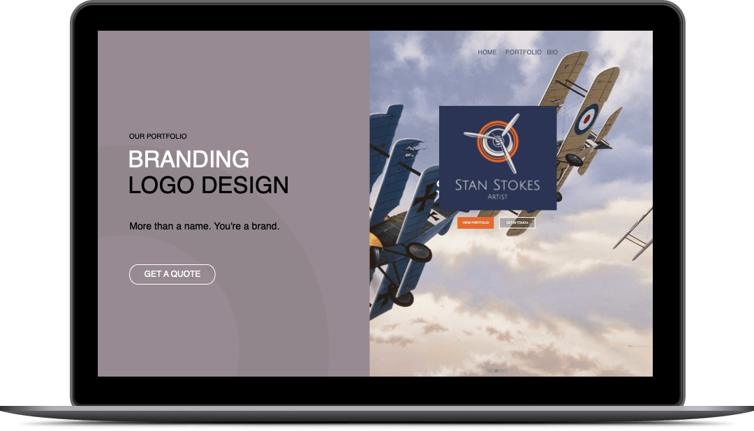 Branding lavendar project laptop screen