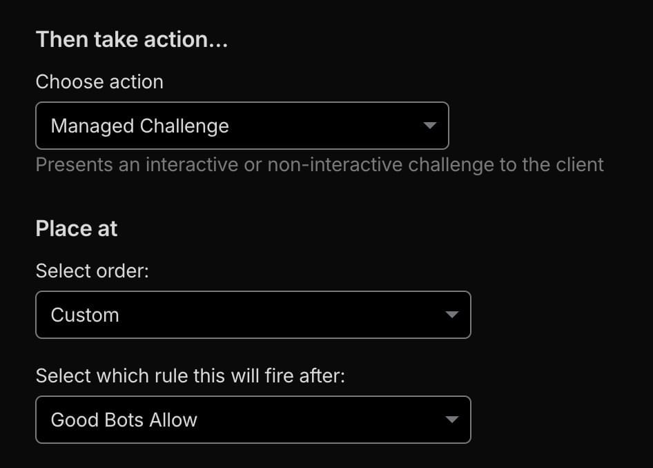 Managed Challenge Rule Screenshot